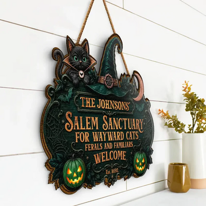 Salem Sanctuary For Wayward Cats Ferals - Personalized Custom Shaped Wood Sign