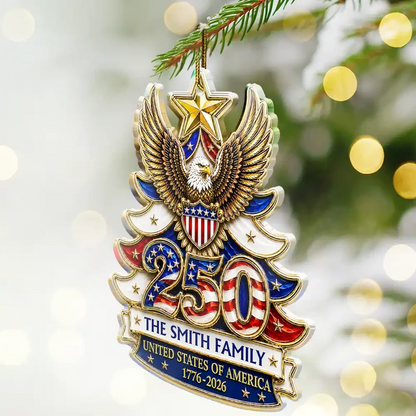 Christmas America 250th Anniversary Stars Stripes Forever - Personalized Custom Shaped Acrylic Ornament