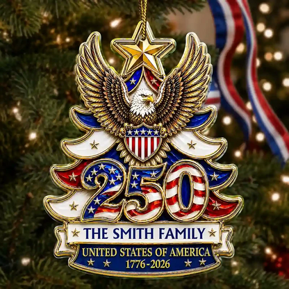 Christmas America 250th Anniversary Stars Stripes Forever - Personalized Custom Shaped Acrylic Ornament