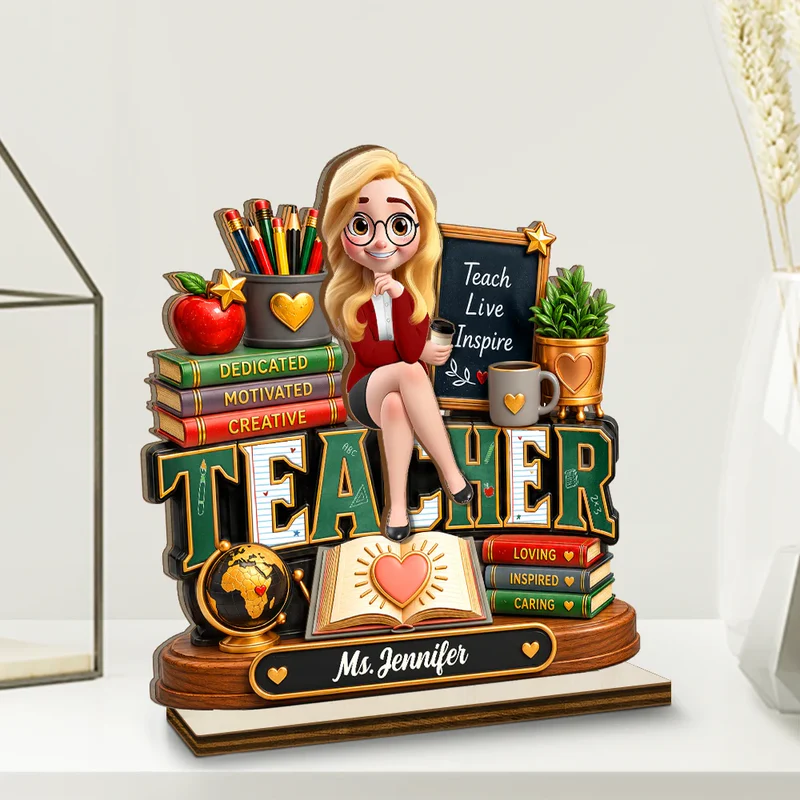 Teacher Is Dedicated Motivated And Loving - Personalized Custom Wooden Plaque