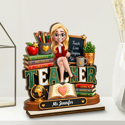 Teacher Is Dedicated Motivated And Loving - Personalized Custom Wooden Plaque