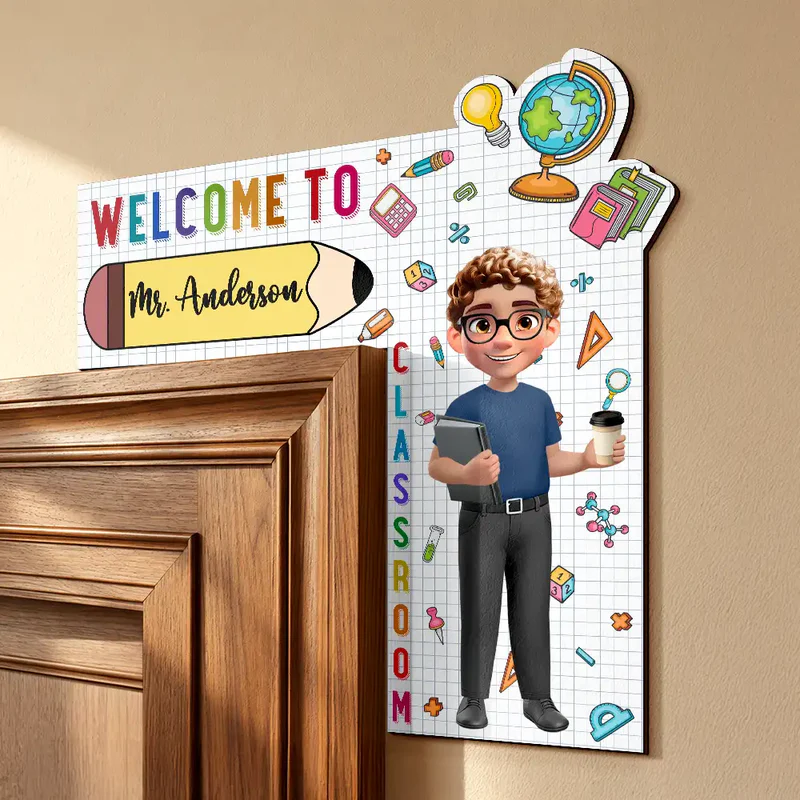 Teacher Welcome To My Class Back To School - Personalized Door Corner Wood Sign