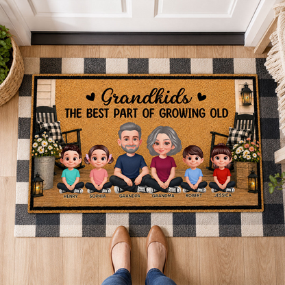 Grandpa Grandma House Porch Grandkids Best Part Of Growing Old - Personalized Doormat - Gift For Grandparents, Spring Summer Decoration