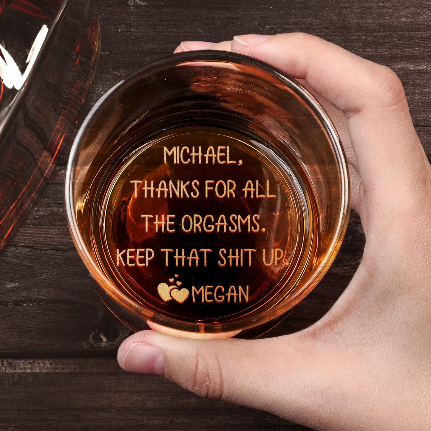 Father's Day Gifts, Thanks For All The Orgasms Custom Name Gift For Husband, Boyfriend - Personalized Whiskey Glass