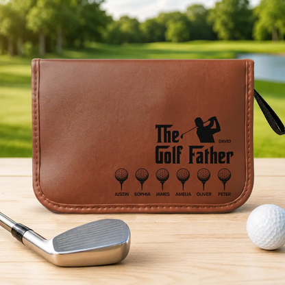 The Golf Father With Kids' Names - Personalized Leather Golf Bag
