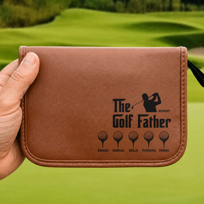 The Golf Father With Kids' Names - Personalized Leather Golf Bag