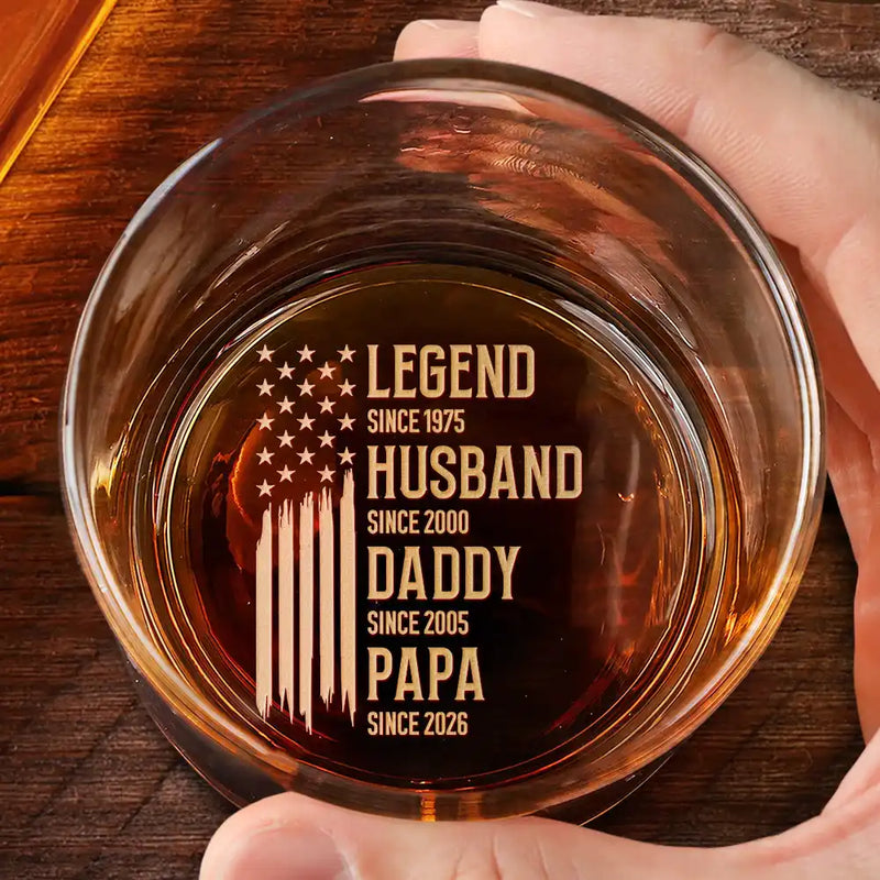 The Original Legend Legend Husband Daddy Grandpa - Personalized Engraved Whiskey Glass