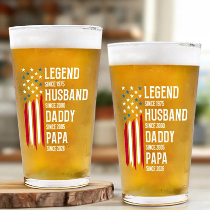 The Original Legend Legend Husband Daddy Grandpa - Personalized Beer Glass