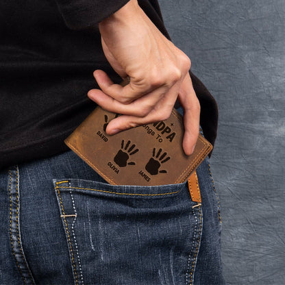 Father's Day Gifts, This Grandpa Belongs To - Reminder We Love You - Personalized Leather Wallet