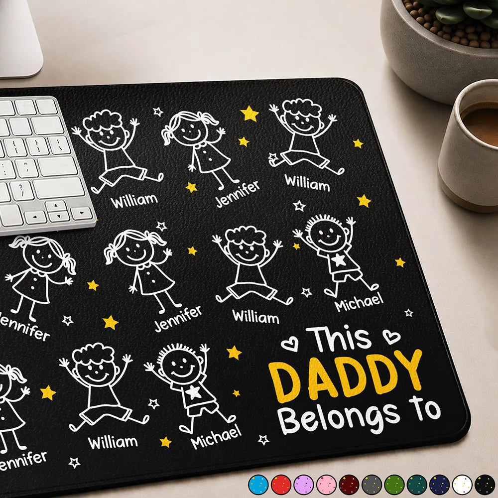 This Daddy Belongs To - Personalized Leather Desk Mat
