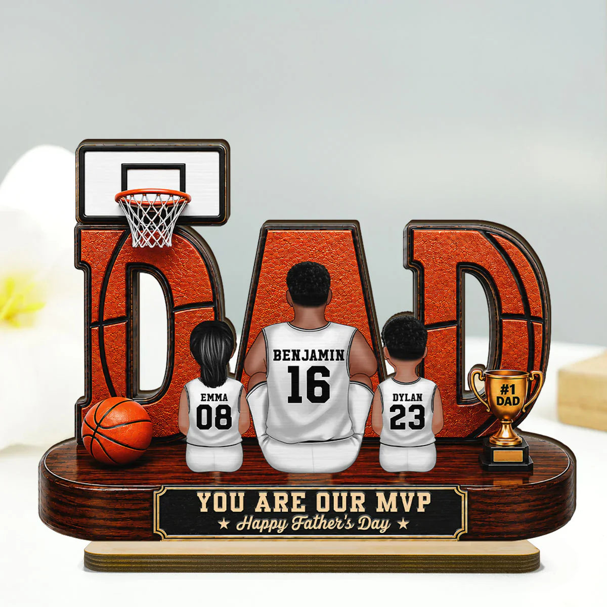 Basketball Dad Legend Daddy's Dream Team - Personalized Wooden Plaque - Unique Trending Father's Day Gift For Dad, Husband, Basketball Fans