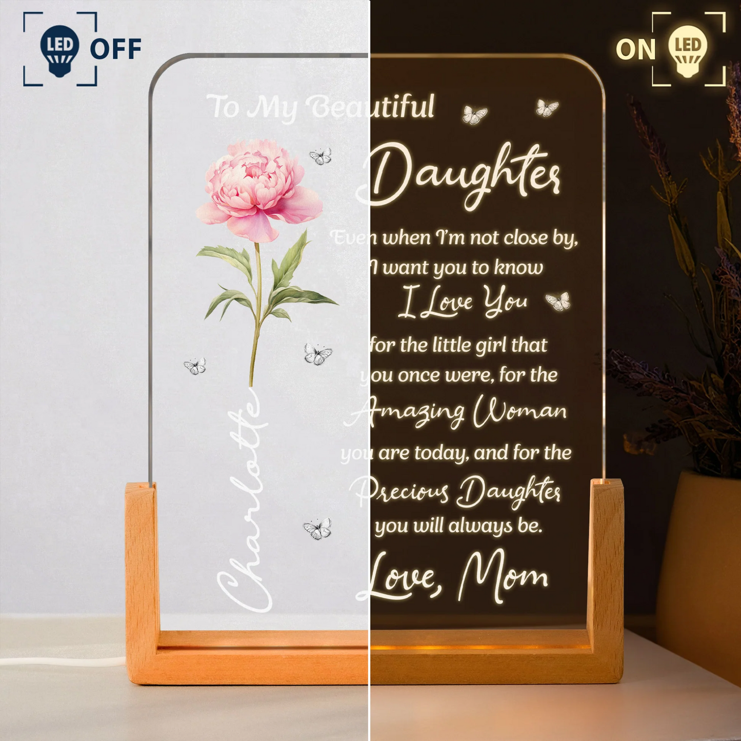 To My Daughter From Mom, Dad - Sentimental Gift, Keepsake Gift - Personalized Night Light