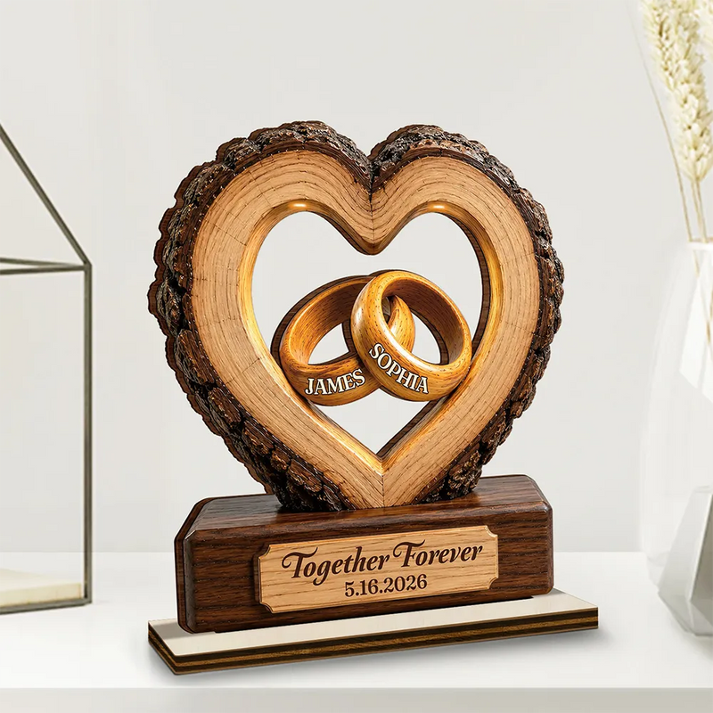 Together Forever Couple Anniversary - Personalized Custom Shaped Wooden Plaque