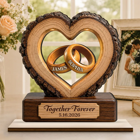 Together Forever Couple Anniversary - Personalized Custom Shaped Wooden Plaque