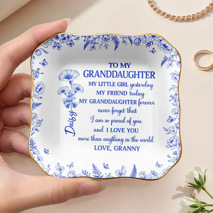 Toile Birth Flower My Daughter Forever - Personalized Ring Dish