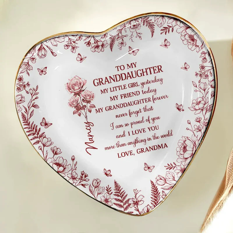 Toile Birth Flower My Daughter Forever - Personalized Ring Dish