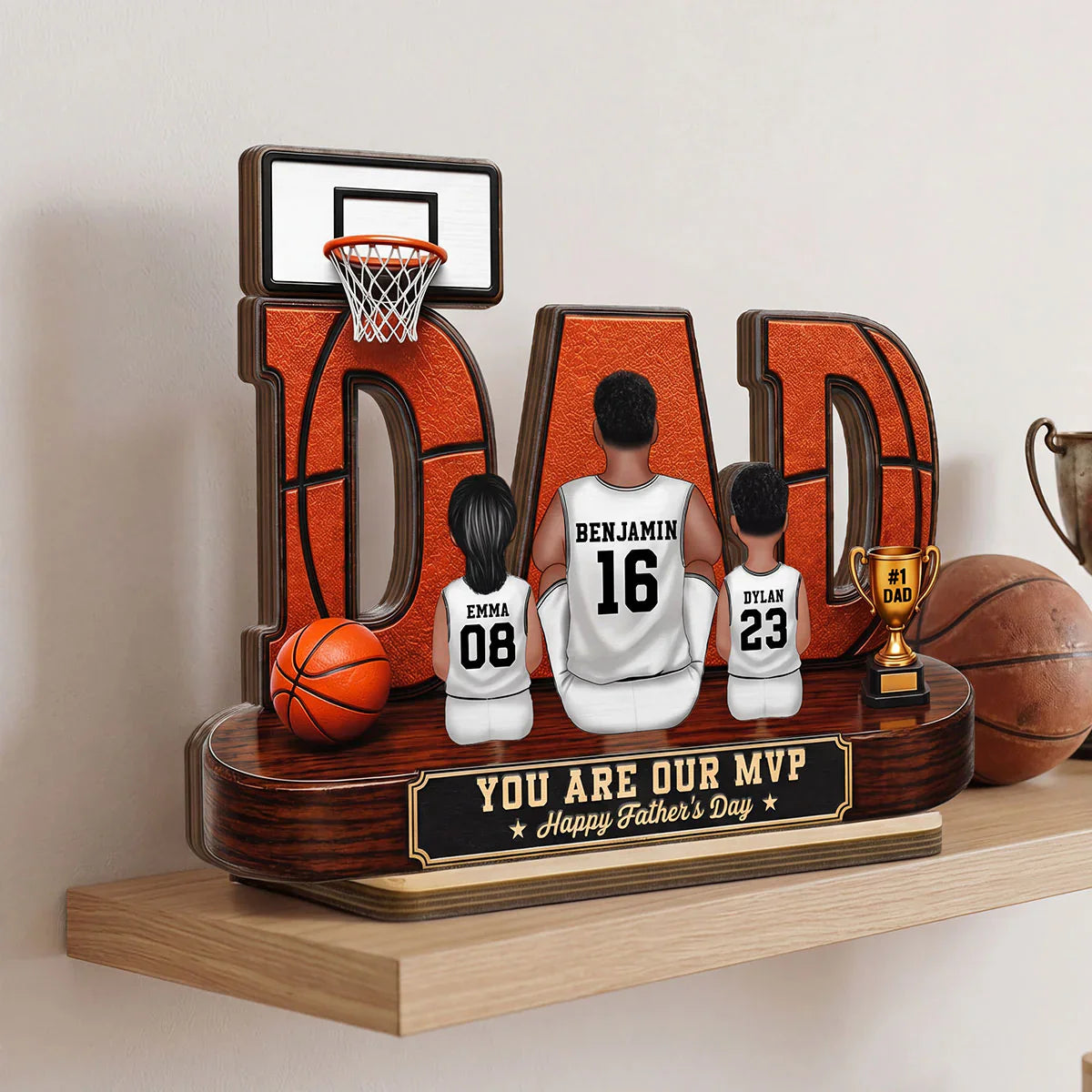 Basketball Dad Legend Daddy's Dream Team - Personalized Wooden Plaque - Unique Trending Father's Day Gift For Dad, Husband, Basketball Fans