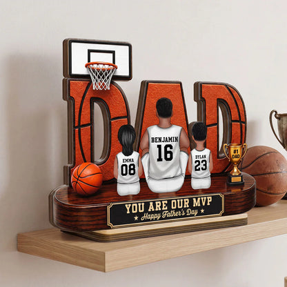 Basketball Dad Legend Daddy's Dream Team - Personalized Wooden Plaque - Unique Trending Father's Day Gift For Dad, Husband, Basketball Fans