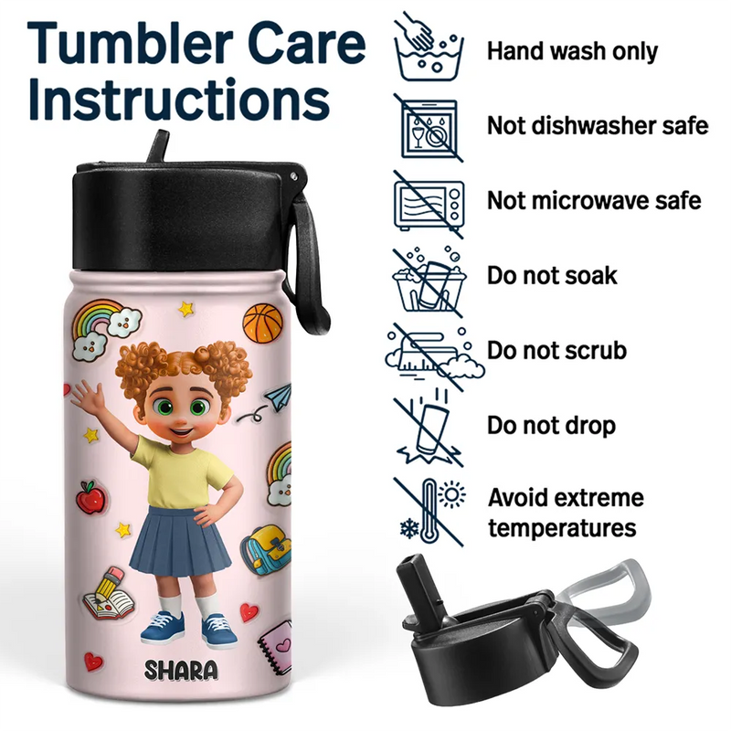 Watch Out Kindergarten Here I Come 3D Effect Kids - Personalized Kids Water Bottle