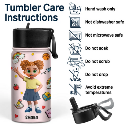 Watch Out Kindergarten Here I Come 3D Effect Kids - Personalized Kids Water Bottle