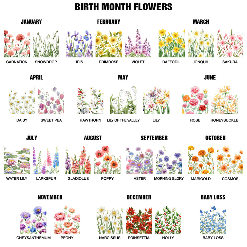 Reading Birth Month Flowers Keepsake - Personalized Leather Magnetic Bookmark