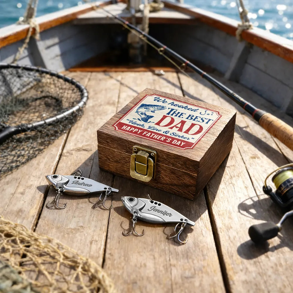 We Hooked The Best Dad Grandpa - Personalized Metal Fish Lure Set