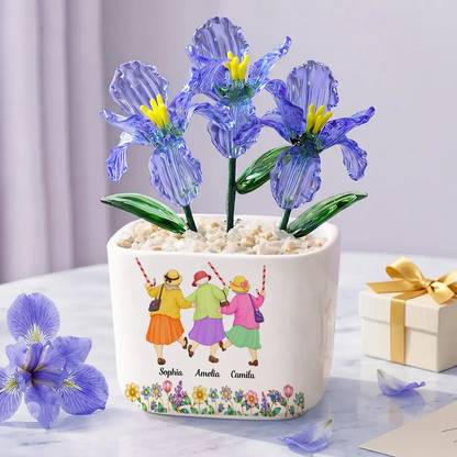 We'll Be Friends Until We're Old And Senile - Personalized Glass Flower Plant Pot