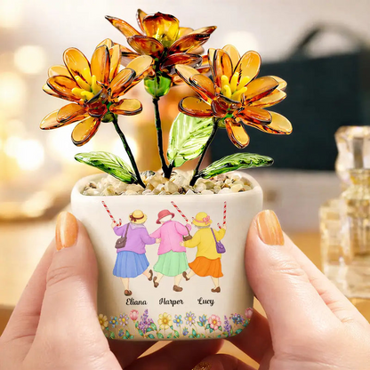 We'll Be Friends Until We're Old And Senile - Personalized Glass Flower Plant Pot
