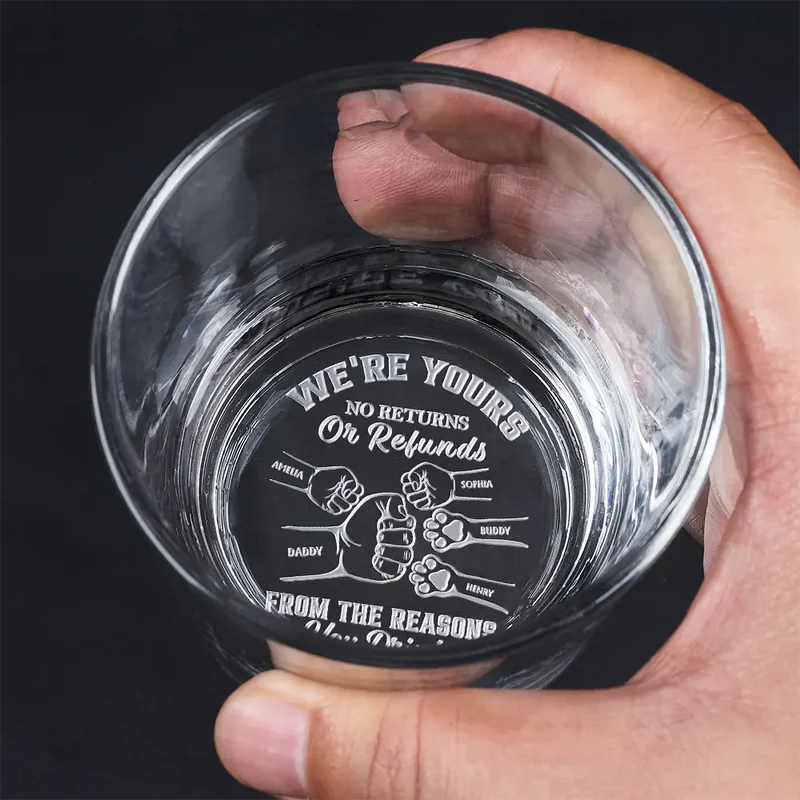 We're Yours No Returns Or Refunds Hand Punch - Personalized Engraved Whiskey Glass