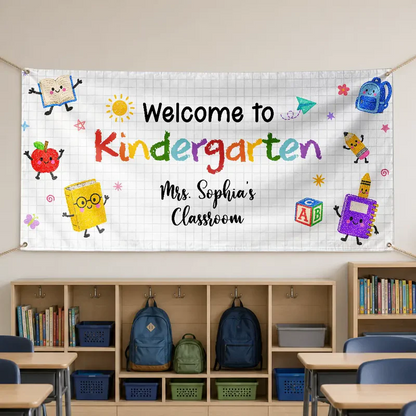 Welcome To Kindergarten Back To School - Personalized Horizontal Banner