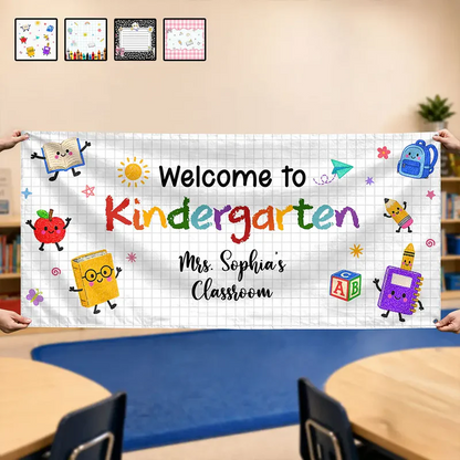 Welcome To Kindergarten Back To School - Personalized Horizontal Banner