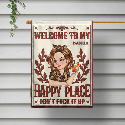 Welcome To My Happy Place - Personalized Flag