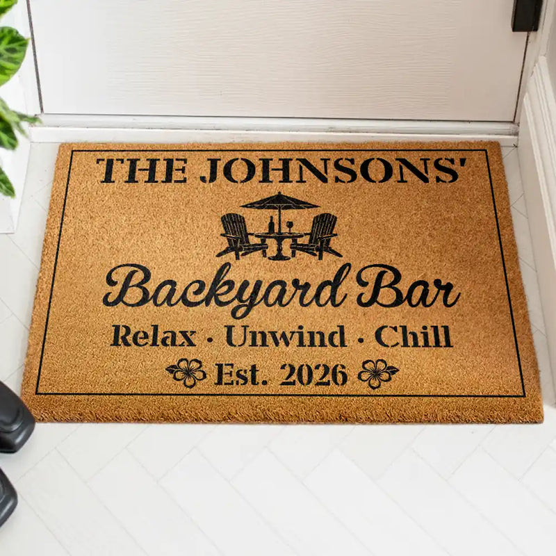 Welcome To Our Poolside Paradise - Personalized Coconut Doormat