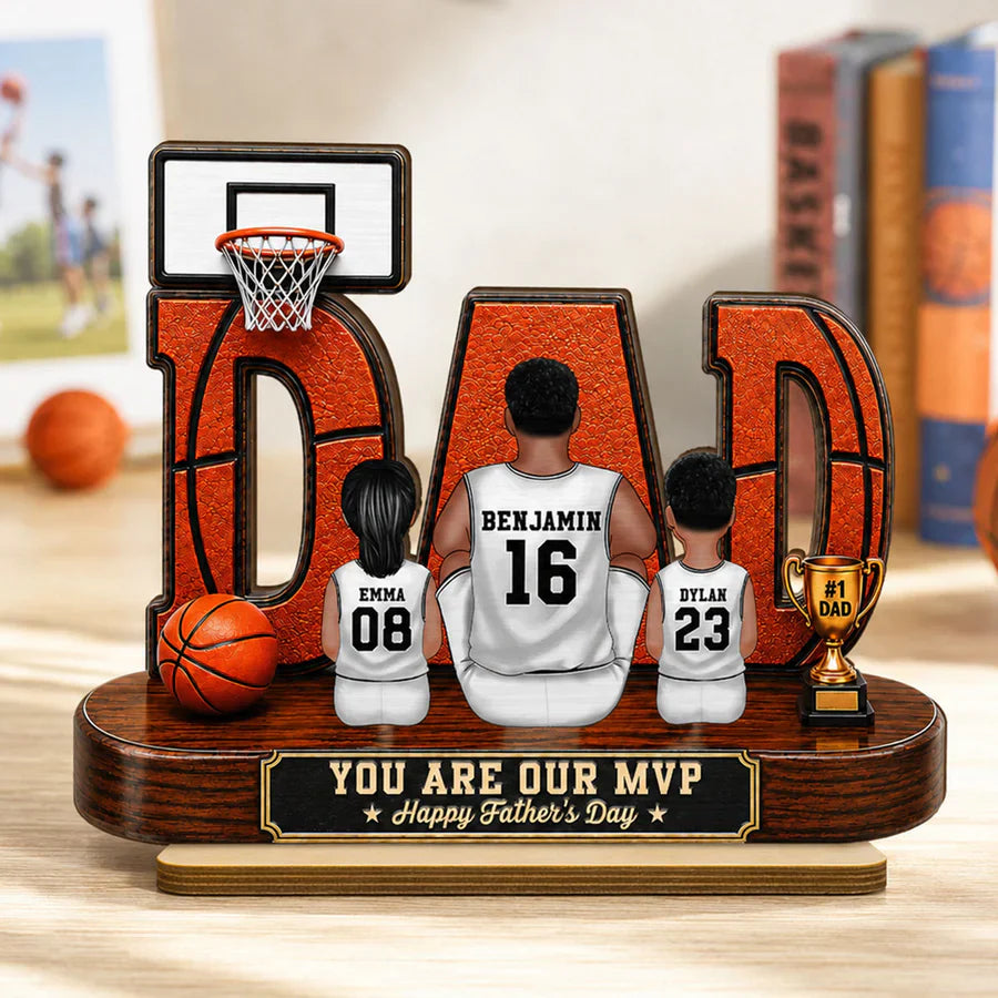Basketball Dad Legend Daddy's Dream Team - Personalized Wooden Plaque - Unique Trending Father's Day Gift For Dad, Husband, Basketball Fans
