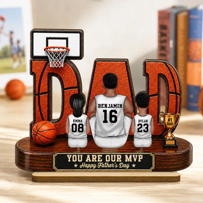 Basketball Dad Legend Daddy's Dream Team - Personalized Wooden Plaque - Unique Trending Father's Day Gift For Dad, Husband, Basketball Fans