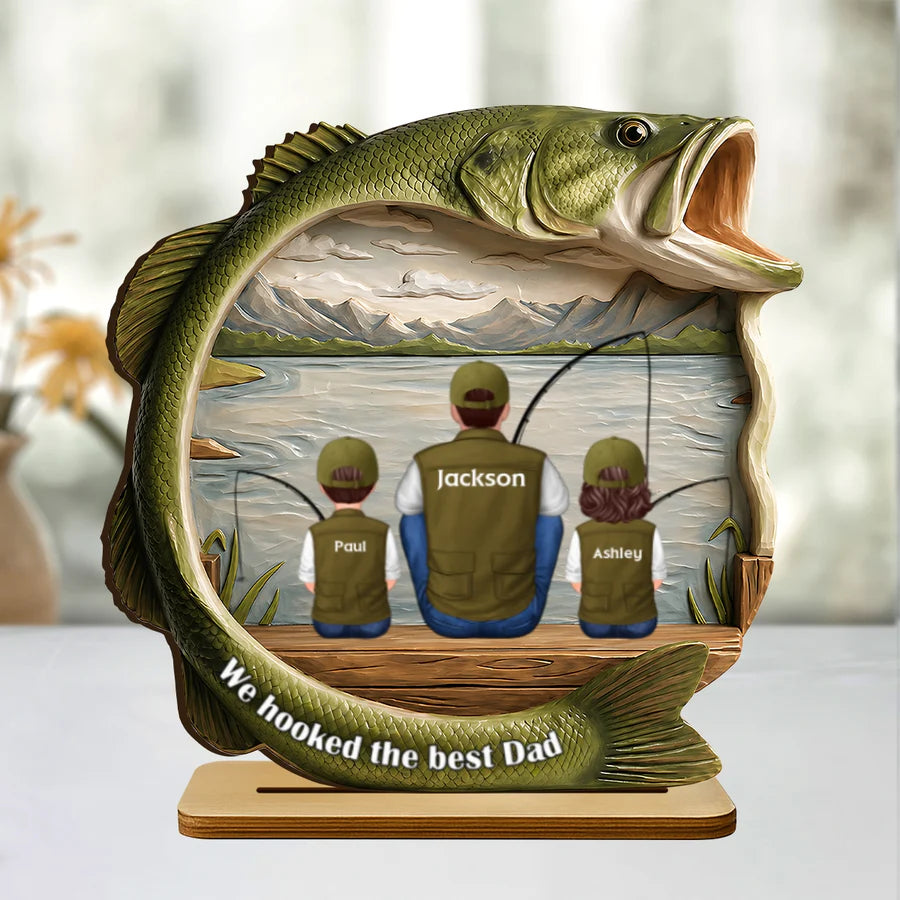 Best Catch Ever Dad Fishing - Personalized Wooden Plaque - Heartfelt Gift For Fishing Dad, Gift For Husband