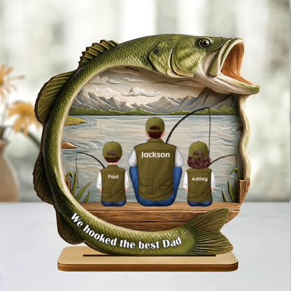 Best Catch Ever Dad Fishing - Personalized Wooden Plaque - Heartfelt Gift For Fishing Dad, Gift For Husband