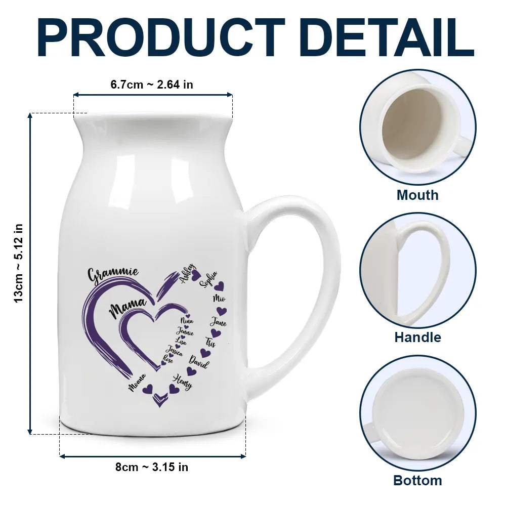Mom Grandma Sweethearts - Personalized Ceramic Flower Vase
