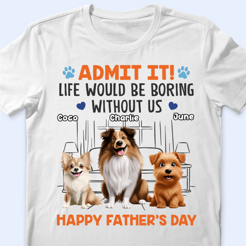 Custom Unisex T-shirt, Premium T-shirt, Hoodie - Personalized Father's Day Gifts For Dog Cat Lovers, Dog Dad And Mom, Cat Owners - Happiness Comes With Four Paws