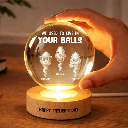 We Used To Live In Your Balls - Personalized Crystal Ball LED Night Light - Funny Father's Day Gift For Dad