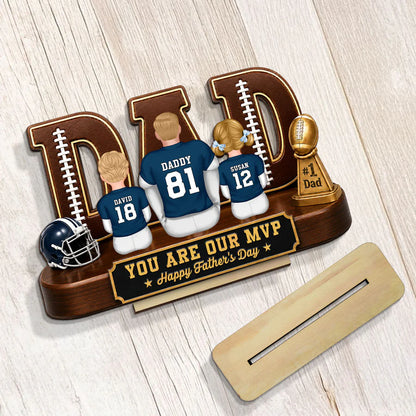 American Football Dad Legend Daddy's Dream Team - Personalized Wooden Plaque - Unique Trending Father's Day Gift For Dad, Husband, Football Fans