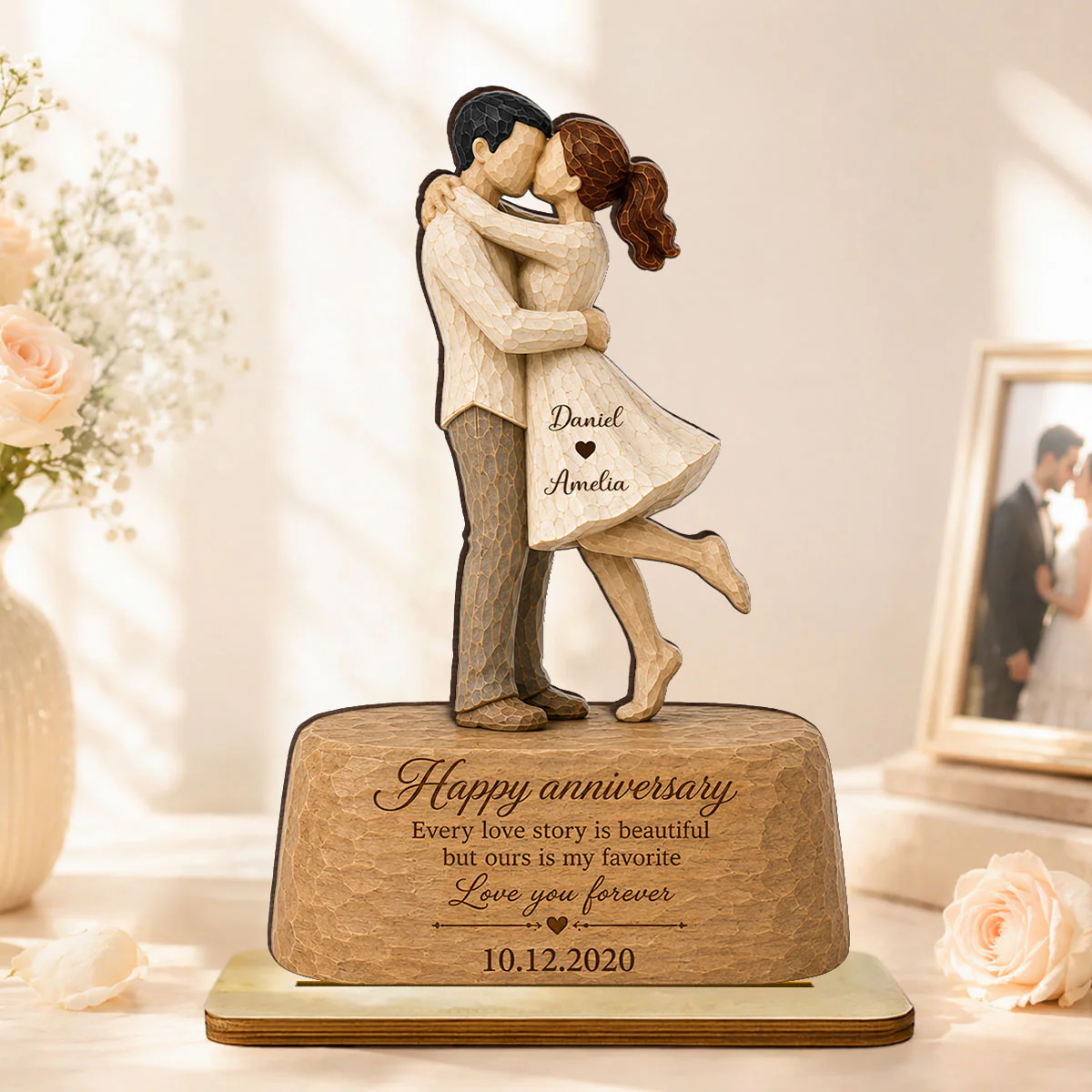 Our Love is Our Favorite - Personalized Wooden Plaque - Couple Heartfelt Anniversary Gift for Her, for Him