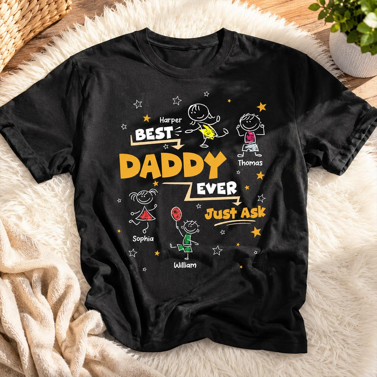 Best Dad Grandpa Ever Ask Cute Stick Kids - Personalized Shirt