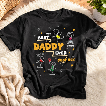 Best Dad Grandpa Ever Ask Cute Stick Kids - Personalized Shirt