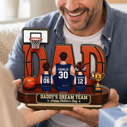 Basketball Dad Legend Daddy's Dream Team - Personalized Wooden Plaque - Unique Trending Father's Day Gift For Dad, Husband, Basketball Fans