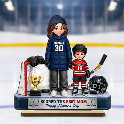 We Scored The Best Hockey Mom - Personalized Wooden Plaque - Mother's Day Gift For Hockey Mom, Gift For Wife