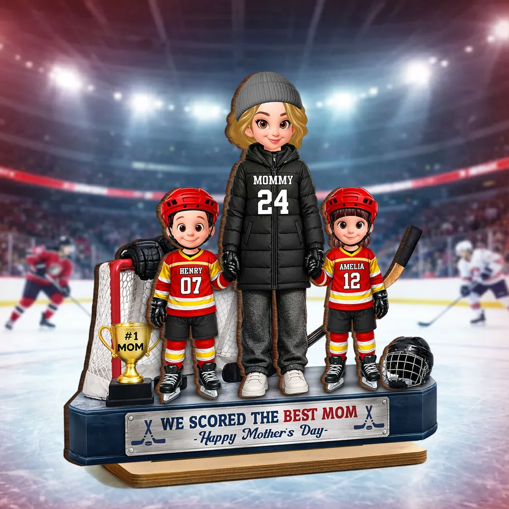 We Scored The Best Hockey Mom - Personalized Wooden Plaque - Mother's Day Gift For Hockey Mom, Gift For Wife