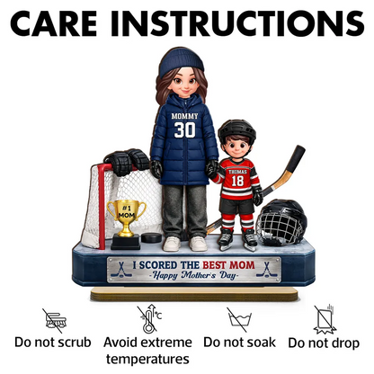 We Scored The Best Hockey Mom - Personalized Wooden Plaque - Mother's Day Gift For Hockey Mom, Gift For Wife