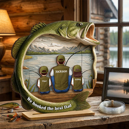 Best Catch Ever Dad Fishing - Personalized Wooden Plaque - Heartfelt Gift For Fishing Dad, Gift For Husband