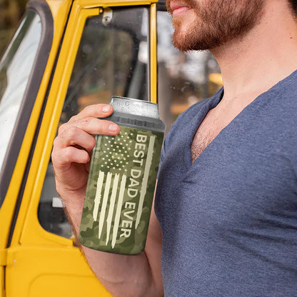 Best Dad Papa Ever Fist Bumps Vector Nation Flag Gift For Husband Father Figures Personalized 4 In 1 Can Cooler